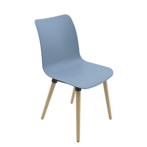 Chaise coque Mia - Bleu / Pieds bois