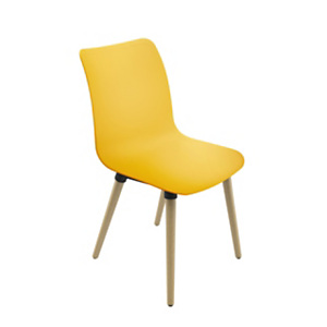 Chaise coque Mia - Jaune / Pieds bois