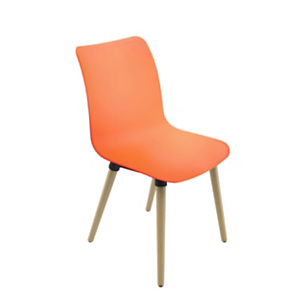 Chaise coque Mia - Orange / Pieds bois Chaise coque Mia - Orange / Pieds bois