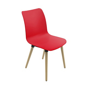 Chaise coque Mia - Rouge / Pieds bois