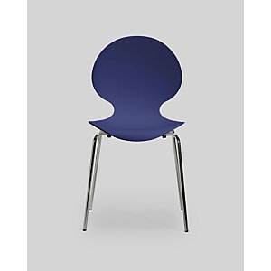 Chaise coque plastique empilable Naémie en polypropylène bleu, pieds chromés (Lot de 4)
