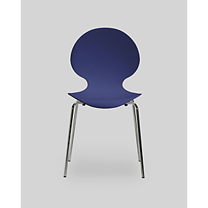 Chaise coque plastique empilable Naémie en polypropylène bleu, pieds chromés Chaise coque plastique empilable Naémie en polypropylène bleu, pieds chromés