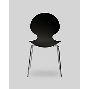 Chaise coque plastique empilable Naémie en polypropylène noir, pieds chromés Chaise coque plastique empilable Naémie en polypropylène noir, pieds chromés
