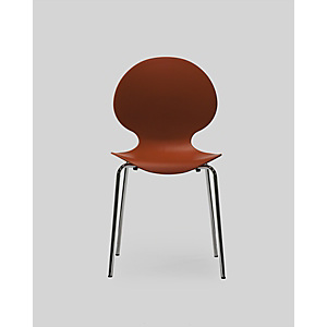 Chaise coque plastique empilable Naémie en polypropylène rouge, pieds chromés Chaise coque plastique empilable Naémie en polypropylène rouge, pieds chromés