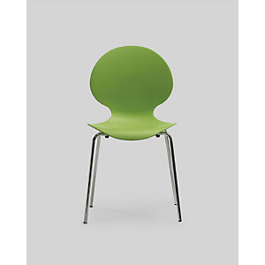 Chaise coque plastique empilable Naémie en polypropylène vert, pieds chromés (Lot de 4)