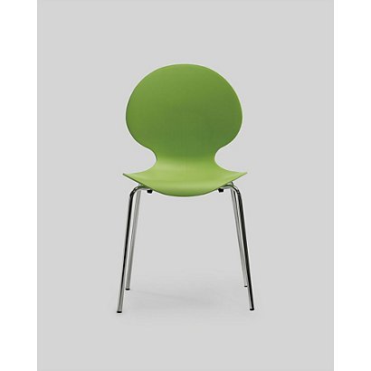 Chaise coque plastique empilable Naémie en polypropylène vert, pieds chromés (Lot de 4) - 1