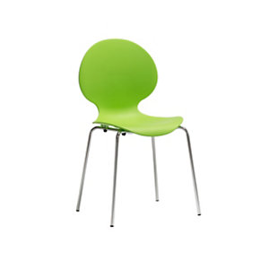 Chaise coque plastique empilable Naémie en polypropylène vert, pieds chromés
