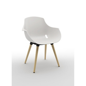 Chaise coque Vilma polypropylène blanc - pieds bois naturel Chaise coque Vilma polypropylène blanc - pieds bois naturel