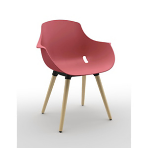Chaise coque Vilma polypropylène Corail - pieds bois naturel Chaise coque Vilma polypropylène Corail - pieds bois naturel