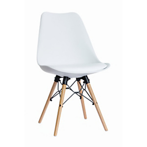 Chaise DOGEWOOD en polypropylène - Piètement hêtre massif - Assise Blanc Chaise DOGEWOOD en polypropylène - Piètement hêtre massif - Assise Blanc