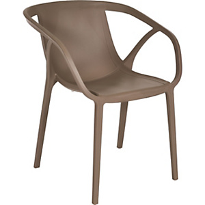 Chaise d’extérieur Mila avec accoudoirs en polypropylène – Taupe Chaise d’extérieur Mila avec accoudoirs en polypropylène – Taupe