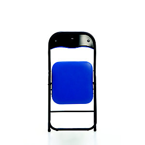 Lot de 2 - Chaise pliante Eco, simili cuir Bleu - Pieds métal Noir