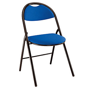 Lot de 2 - Chaise pliante Super confort - Tissu Bleu - Pieds métal Noir