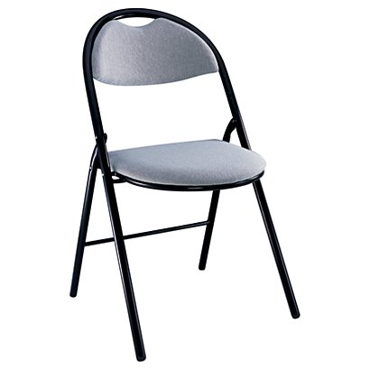 Chaise pliante Super confort - Tissu Gris - Pieds métal Noir - 1