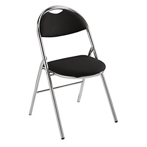 Chaise pliante Super confort - Tissu Noir - Pieds métal Chromé