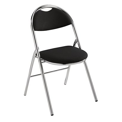 Chaise pliante Super confort - Tissu Noir - Pieds métal Chromé - 1