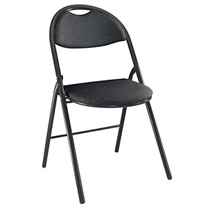 Lot de 2 - Chaise pliante Super confort - Tissu non feu M1 Noir - Pieds métal Noir