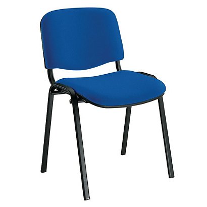 Chaise de réunion & Conférence - Tissu Bleu - Pieds Noir - lot de 4 - 1