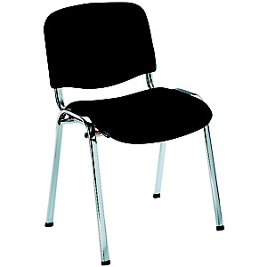 Lot de 4 - Chaise de réunion & Conférence - Tissu - Noir - Pieds Chromés