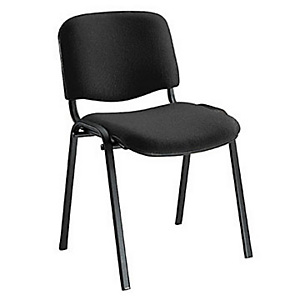 Chaise de réunion & conférence Tissu Noir – Pieds métal noir