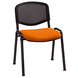 Chaise de réunion & visiteur First - Maille filet - Abricot - Pieds noir Chaise de réunion & visiteur First - Maille filet - Abricot - Pieds noir
