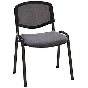 Chaise de réunion & visiteur First - Maille filet - Gris - Pieds noir Chaise de réunion & visiteur First - Maille filet - Gris - Pieds noir