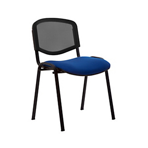 Chaise de réunion & visiteur First - Maille filet noire, assise Bleue - Pieds noir Chaise de réunion & visiteur First - Maille filet noire, assise Bleue - Pieds noir