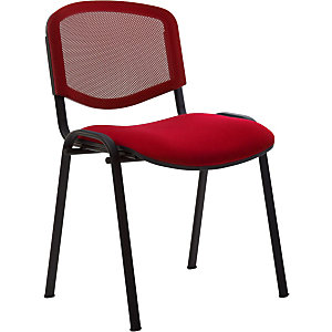Chaise  de réunion & visiteur First - Maille filet/tissu -  Rouge