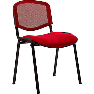 Chaise  de réunion & visiteur First - Maille filet/tissu -  Rouge