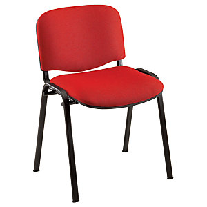 Chaise de réunion & visiteur First - Tissu Rouge - Pieds Noir