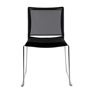 Chaise de réunion et visiteur Giulia assise tissu Noir - dossier en maille Noir - piètement fil chromé métal Chaise de réunion et visiteur Giulia assise tissu Noir - dossier en maille Noir - piètement fil chromé métal