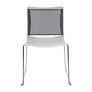 Chaise de réunion et visiteur Giulia coque en polypropylène Blanc - dossier en maille Gris - piètement fil chromé métal Chaise de réunion et visiteur Giulia coque en polypropylène Blanc - dossier en maille Gris - piètement fil chromé métal