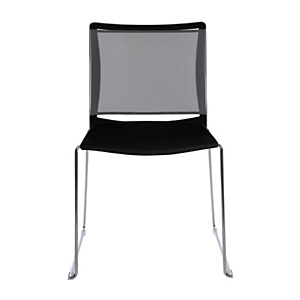 Chaise de réunion et visiteur Giulia coque en polypropylène Noir - dossier en maille Gris - piètement fil chromé métal Chaise de réunion et visiteur Giulia coque en polypropylène Noir - dossier en maille Gris - piètement fil chromé métal