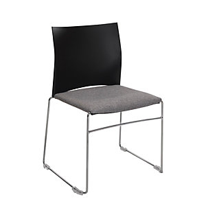 Chaise de réunion et visiteur Giulia, dossier en polypropylène Noir, assise en tissu M1 Gris, piètement fil chromé métal