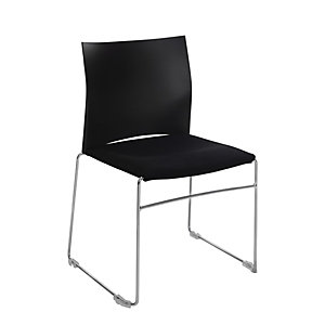 Chaise de réunion et visiteur Giulia, dossier en polypropylène Noir, assise en tissu M1 Noir, piètement fil chromé métal