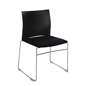 Chaise de réunion et visiteur Giulia, dossier en polypropylène Noir, assise en tissu M1 Noir, piètement fil chromé métal Chaise de réunion et visiteur Giulia, dossier en polypropylène Noir, assise en tissu M1 Noir, piètement fil chromé métal