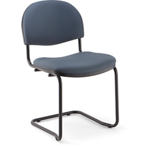 Lot de 4 - Chaise réunion et visiteur Prima - Tissu rembourré - Anthracite - Pieds luge Noir