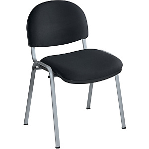 Chaise réunion et visiteur Prima - Tissu rembourré - Noir - Pieds Alu Chaise réunion et visiteur Prima - Tissu rembourré - Noir - Pieds Alu