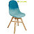 Chaise upcylée Ida coque plastique Bleu et Ciel - 4 pieds bois Chêne massif - 1