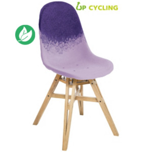 Chaise upcylée Ida coque plastique Violet et Parme - 4 pieds bois Chêne massif