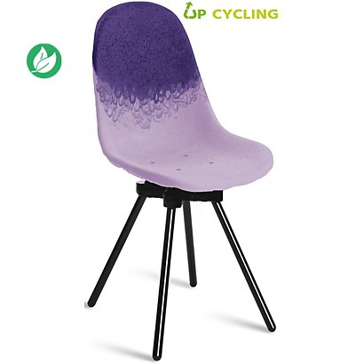 Chaise upcylée Ida coque plastique Violet et Parme - 4 pieds métal Noir