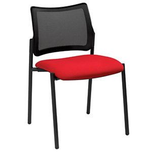 Chaise visiteur BILBAO Maille filet Noir / Tissu Rouge Chaise visiteur BILBAO Maille filet Noir / Tissu Rouge
