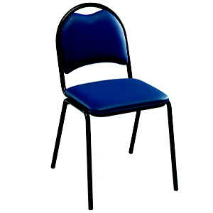 Chaise visiteur Clara - Vinyle - Bleu- Pieds métal Noir Chaise visiteur Clara - Vinyle - Bleu- Pieds métal Noir