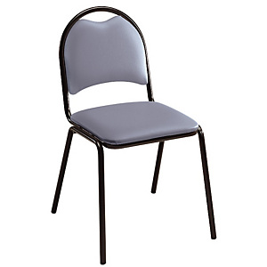 Chaise visiteur Clara - Vinyle - Gris foncé - Pieds métal Noir Chaise visiteur Clara - Vinyle - Gris foncé - Pieds métal Noir