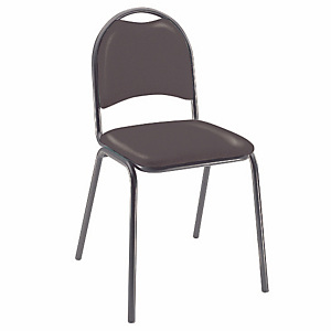 Lot de 4 - Chaise visiteur Clara - Vinyle - Noir- Pieds métal Noir