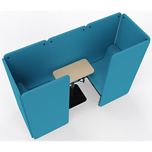 Chauffeuses modulables d'accueil Alcove avec table et cloisons - 2 places - Turquoise