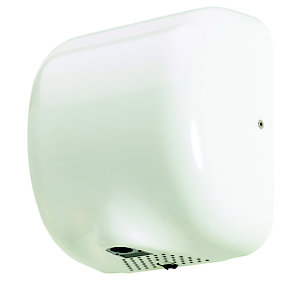 Sèche-mains automatique horizontal - 1400w - zelis - inox brossé aisi 304 (18/10) - blanc 9016