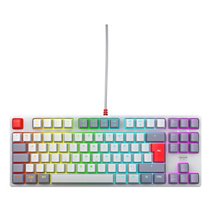 CHERRY K4V2 TKL, Avec fil, USB, Clavier mécanique, AZERTY, LED RGB, Gris, Gris clair, Rouge CX-K4V2-RGB-TKL-RETRO-R-FRA CHERRY K4V2 TKL, Avec fil, USB, Clavier mécanique, AZERTY, LED RGB, Gris, Gris clair, Rouge CX-K4V2-RGB-TKL-RETRO-R-FRA