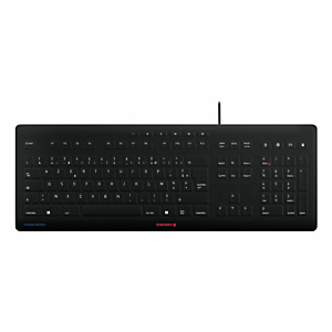 CHERRY STREAM PROTECT, Taille réelle (100 %), Avec fil, USB, Commutateur de touche « ciseaux », AZERTY, Noir JK-8502FR-2 CHERRY STREAM PROTECT, Taille réelle (100 %), Avec fil, USB, Commutateur de touche « ciseaux », AZERTY, Noir JK-8502FR-2