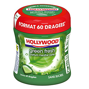Chewing gum Hollywood Green Fresh, 60 dragées, sans sucres